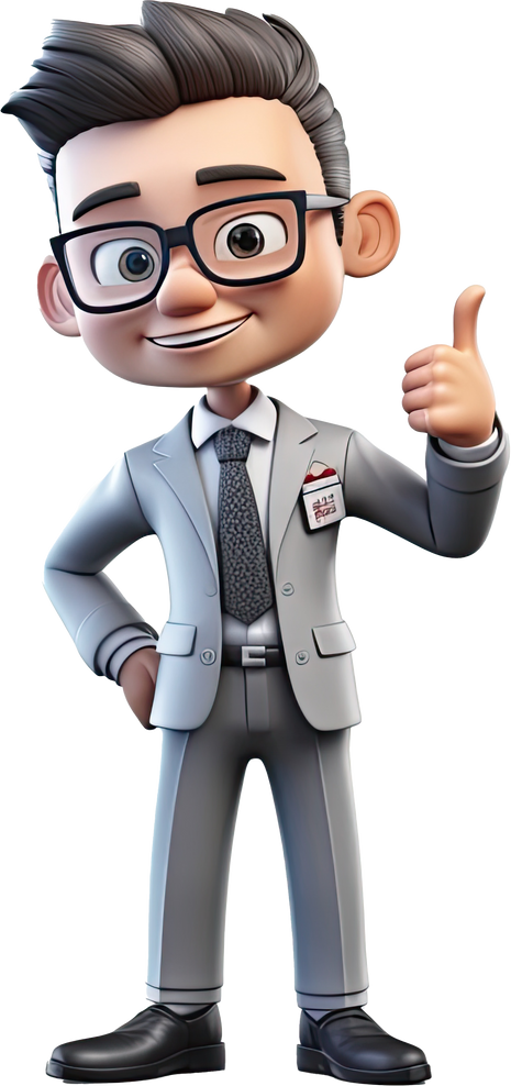 3d cartoon businessman on transparent background generative ai 10